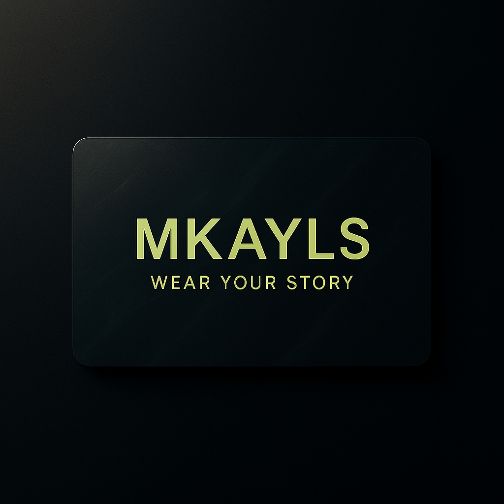 Carte cadeau MKAYLS élégante avec design moderne et logo distinctif