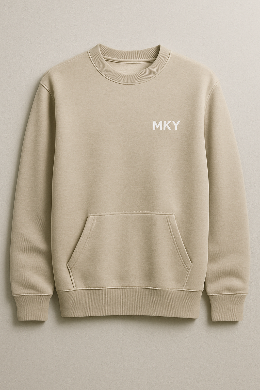 Sweatshirt homme MKAYLS coupe droite en tissu doux et résistant, couleur gris clair