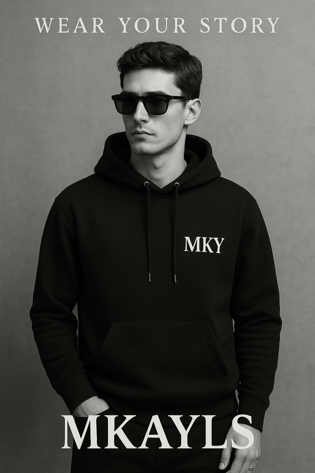 Détail des finitions soignées du hoodie homme MKAYLS, couture et texture du tissu