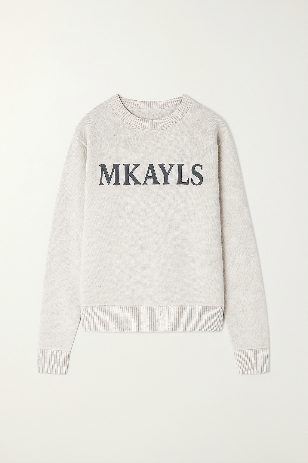 Détail du col côtelé et de la texture douce du sweat femme beige MKAYLS