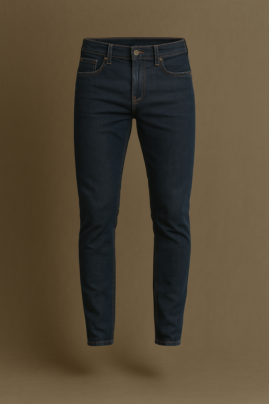 Détail de la fermeture zippée et bouton métal du jean basic homme