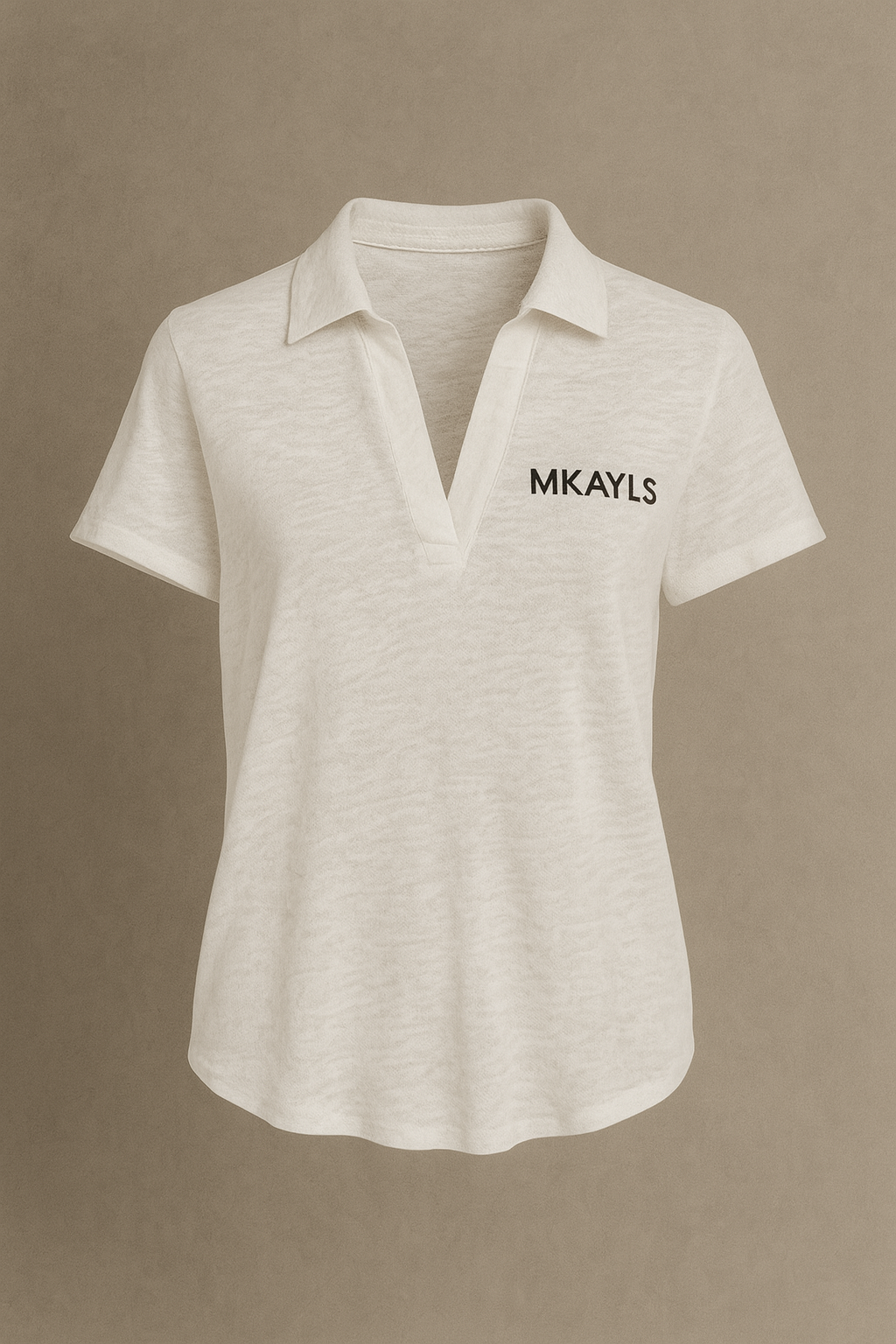 Chemise femme en lin naturel MKAYLS avec manches tombantes et coupe ajustée, vue de face