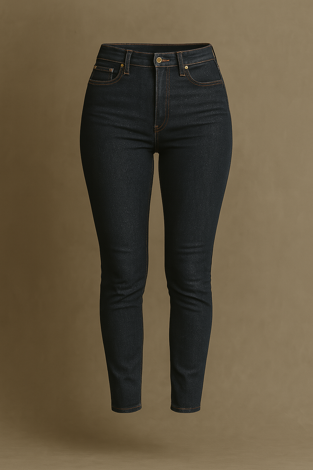 Fermeture zippée et bouton métal couleur Old Bras sur jean femme en denim stretch